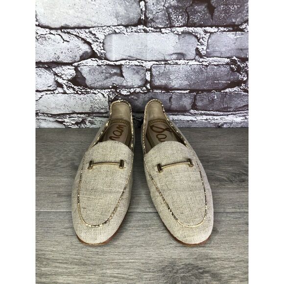 Sam Edelman Lior Beige Leather Horsebit Almond Toe Slip On Flats Women Sz 7M US - Picture 13 of 16